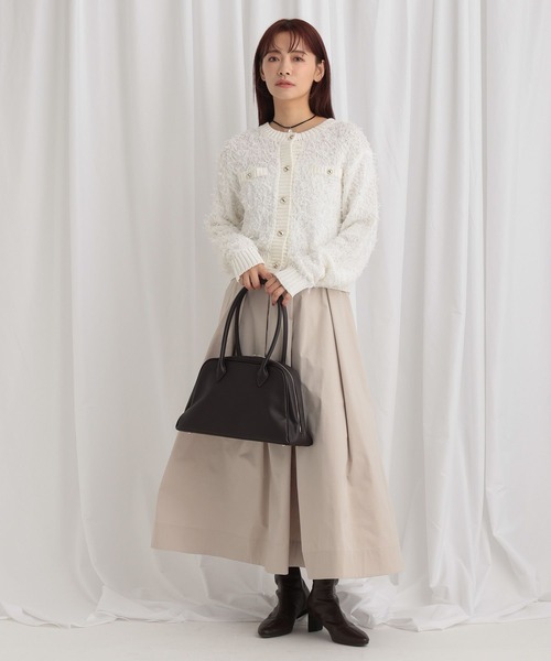 mysty woman(ミスティウーマン)の「チュールヤーンツイードジャケットカーデ 636343(カーディガン/ボレロ・レディース・オフホワイト/ブラック/グレイッシュベージュ・FREE)」の10枚目の写真