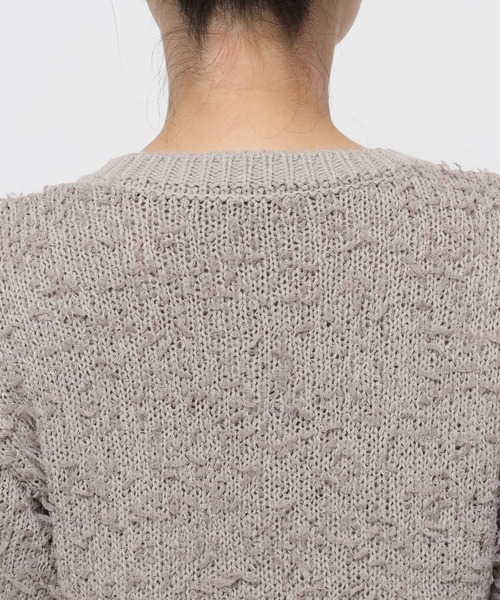 mysty woman(ミスティウーマン)の「チュールヤーンツイードジャケットカーデ 636343(カーディガン/ボレロ・レディース・オフホワイト/ブラック/グレイッシュベージュ・FREE)」の6枚目の写真