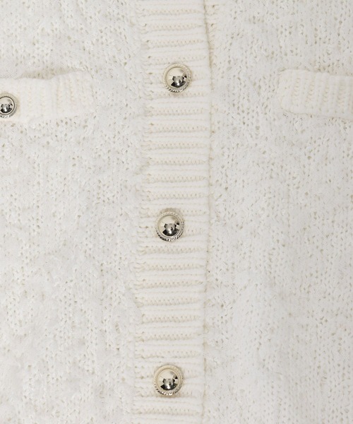 mysty woman(ミスティウーマン)の「チュールヤーンツイードジャケットカーデ 636343(カーディガン/ボレロ・レディース・オフホワイト/ブラック/グレイッシュベージュ・FREE)」の7枚目の写真