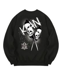 KMB0091 ウィングスカル 裏起毛 スウェット - ブラック