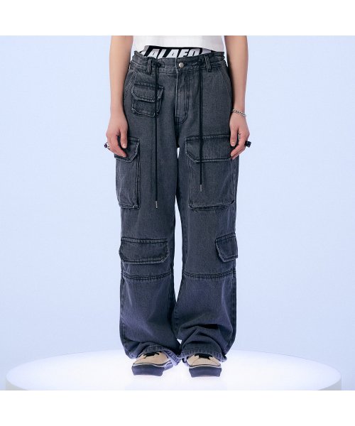 DENIM CARGO PANTS GREY BP4DP004