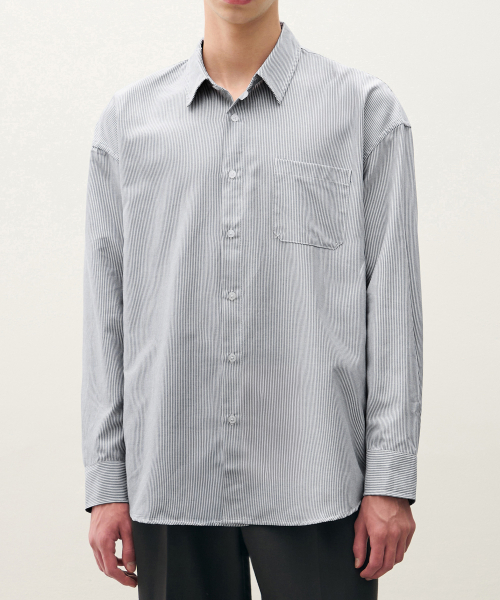 DRAW FIT（ドローフィット）の「コジードストライプシャツ[ブラック]（シャツ/ブラウス・メンズ・その他・LARGE/MEDIUM/X-LARGE）」の2枚目の写真