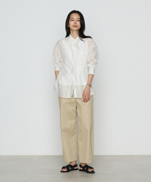 COMME CA(コムサ)の「〔 TALLサイズ 〕 シアーキュプラシルク シャツ(シャツ/ブラウス・レディース・ブラック/ライトグレー/ホワイト・15号)」の5枚目の写真