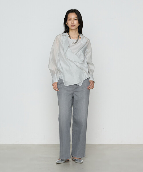 COMME CA(コムサ)の「〔 TALLサイズ 〕 シアーキュプラシルク シャツ(シャツ/ブラウス・レディース・ブラック/ライトグレー/ホワイト・15号)」の7枚目の写真