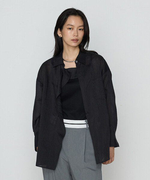 COMME CA(コムサ)の「〔 TALLサイズ 〕 シアーキュプラシルク シャツ(シャツ/ブラウス・レディース・ブラック/ライトグレー/ホワイト・15号)」の12枚目の写真