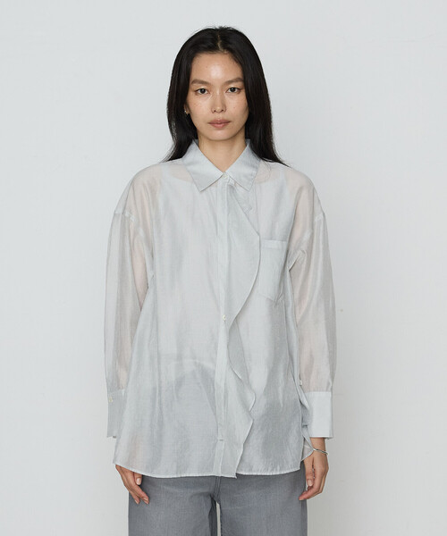 COMME CA(コムサ)の「〔 TALLサイズ 〕 シアーキュプラシルク シャツ(シャツ/ブラウス・レディース・ブラック/ライトグレー/ホワイト・15号)」の13枚目の写真