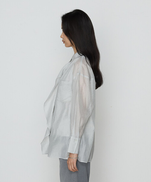 COMME CA(コムサ)の「〔 TALLサイズ 〕 シアーキュプラシルク シャツ(シャツ/ブラウス・レディース・ブラック/ライトグレー/ホワイト・15号)」の14枚目の写真