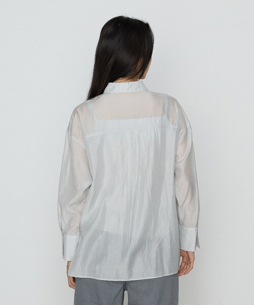 COMME CA(コムサ)の「〔 TALLサイズ 〕 シアーキュプラシルク シャツ(シャツ/ブラウス・レディース・ブラック/ライトグレー/ホワイト・15号)」の15枚目の写真
