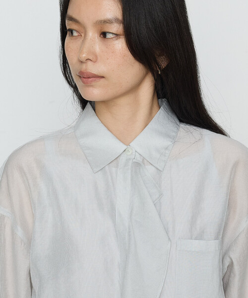 COMME CA(コムサ)の「〔 TALLサイズ 〕 シアーキュプラシルク シャツ(シャツ/ブラウス・レディース・ブラック/ライトグレー/ホワイト・15号)」の16枚目の写真