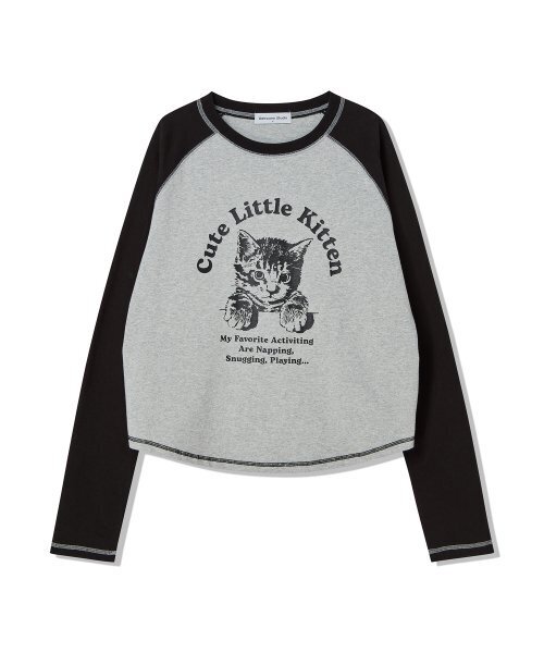 AWESOME STUDIO(オーサムスタジオ)の「ラグランスリーブネコTシャツ メランジグレー(Tシャツ/カットソー・レディース・その他・FREE)」の5枚目の写真