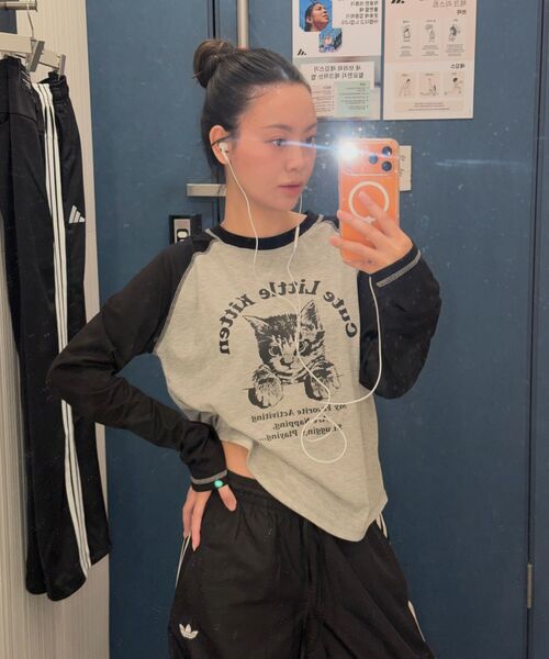AWESOME STUDIO(オーサムスタジオ)の「ラグランスリーブネコTシャツ メランジグレー(Tシャツ/カットソー・レディース・その他・FREE)」の8枚目の写真