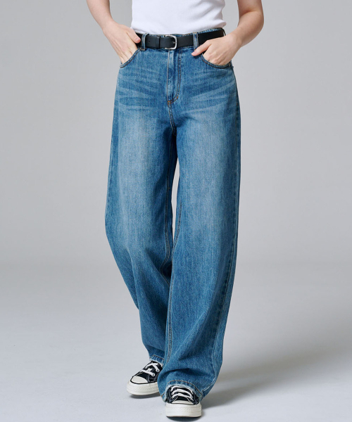 MALOUPE（マロップ）の「9143 クラシックワイドデニムパンツ (ミディアムインディゴ)（デニムパンツ・レディース・インディゴブルー・26/28/30）」の2枚目の写真