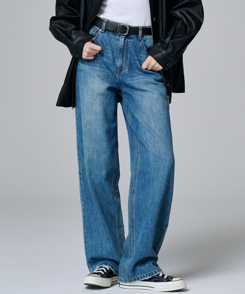 MALOUPE（マロップ）の「9143 クラシックワイドデニムパンツ (ミディアムインディゴ)（デニムパンツ・レディース・インディゴブルー・26/28/30）」の5枚目の写真