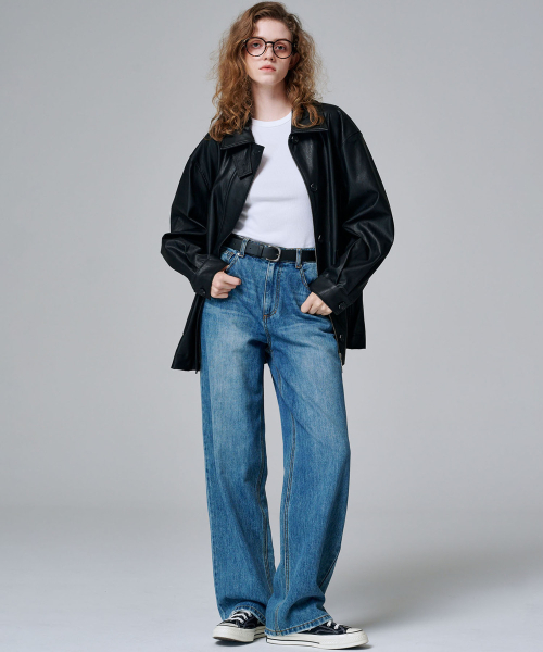 MALOUPE（マロップ）の「9143 クラシックワイドデニムパンツ (ミディアムインディゴ)（デニムパンツ・レディース・インディゴブルー・26/28/30）」の10枚目の写真
