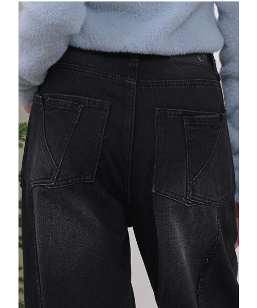 MICANE(ミケーネ)の「ブレイクフリンジラインワイドデニムパンツ(デニムパンツ・レディース・ブラック/ネイビー・LARGE/X-LARGE/XX-LARGE/X-SMALL/SMALL/MEDIUM)」の6枚目の写真