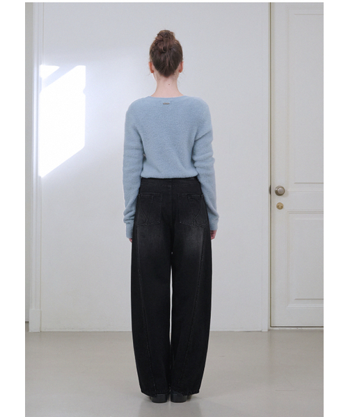 MICANE(ミケーネ)の「ブレイクフリンジラインワイドデニムパンツ(デニムパンツ・レディース・ブラック/ネイビー・LARGE/X-LARGE/XX-LARGE/X-SMALL/SMALL/MEDIUM)」の9枚目の写真