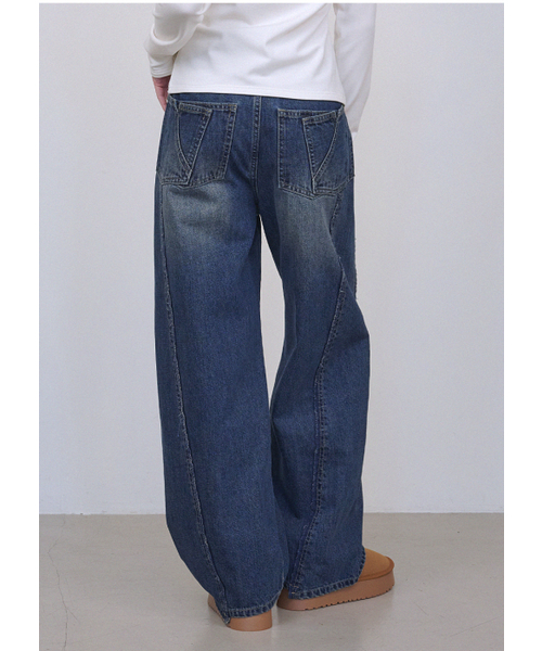 MICANE(ミケーネ)の「ブレイクフリンジラインワイドデニムパンツ(デニムパンツ・レディース・ブラック/ネイビー・LARGE/X-LARGE/XX-LARGE/X-SMALL/SMALL/MEDIUM)」の13枚目の写真