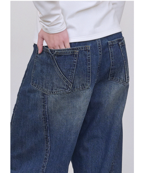 MICANE(ミケーネ)の「ブレイクフリンジラインワイドデニムパンツ(デニムパンツ・レディース・ブラック/ネイビー・LARGE/X-LARGE/XX-LARGE/X-SMALL/SMALL/MEDIUM)」の14枚目の写真