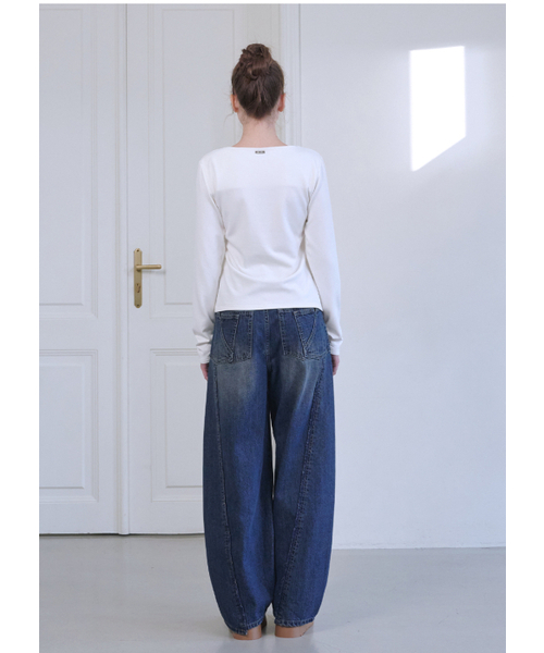 MICANE(ミケーネ)の「ブレイクフリンジラインワイドデニムパンツ(デニムパンツ・レディース・ブラック/ネイビー・LARGE/X-LARGE/XX-LARGE/X-SMALL/SMALL/MEDIUM)」の16枚目の写真