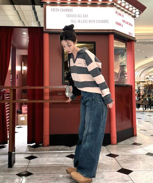 MICANE(ミケーネ)の「ブレイクフリンジラインワイドデニムパンツ(デニムパンツ・レディース・ブラック/ネイビー・LARGE/X-LARGE/XX-LARGE/X-SMALL/SMALL/MEDIUM)」の19枚目の写真