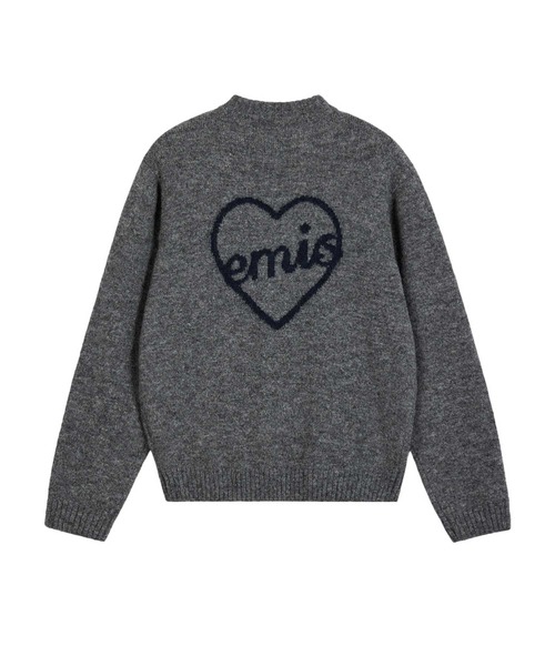 EMIS(イミス)の「HEART LOGO ZIP CARDIGAN(カーディガン/ボレロ・レディース・ネイビー/ミックスグレー・FREE)」の1枚目の写真