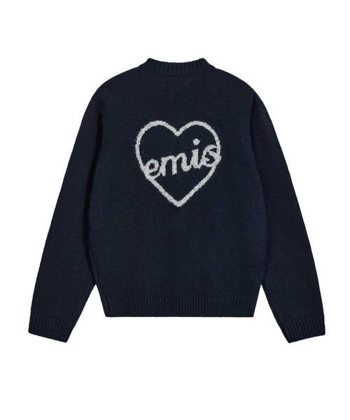EMIS(イミス)の「HEART LOGO ZIP CARDIGAN(カーディガン/ボレロ・レディース・ネイビー/ミックスグレー・FREE)」の4枚目の写真