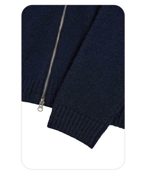 EMIS(イミス)の「HEART LOGO ZIP CARDIGAN(カーディガン/ボレロ・レディース・ネイビー/ミックスグレー・FREE)」の6枚目の写真
