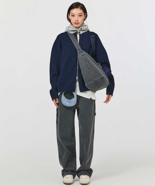EMIS(イミス)の「HEART LOGO ZIP CARDIGAN(カーディガン/ボレロ・レディース・ネイビー/ミックスグレー・FREE)」の7枚目の写真