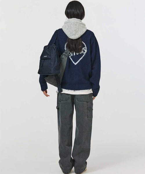 EMIS(イミス)の「HEART LOGO ZIP CARDIGAN(カーディガン/ボレロ・レディース・ネイビー/ミックスグレー・FREE)」の9枚目の写真