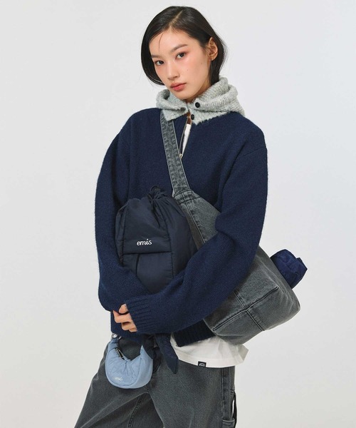 EMIS(イミス)の「HEART LOGO ZIP CARDIGAN(カーディガン/ボレロ・レディース・ネイビー/ミックスグレー・FREE)」の10枚目の写真