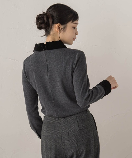 セール】ベロア襟付きニット≪手洗い可能≫（ニット/セーター