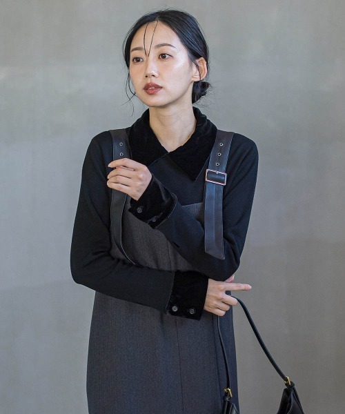 Droite lautreamont(ドロワットロートレアモン)の「ベロア襟付きニット≪手洗い可能≫(ニット/セーター・レディース・ブラック/ブラウン/チャコールグレー・M)」の4枚目の写真