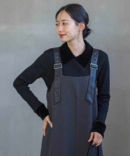 Droite lautreamont(ドロワットロートレアモン)の「ベロア襟付きニット≪手洗い可能≫(ニット/セーター・レディース・ブラック/ブラウン/チャコールグレー・M)」の5枚目の写真