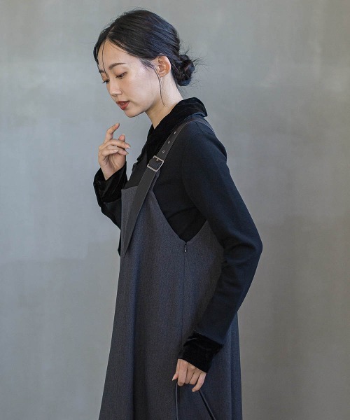 Droite lautreamont(ドロワットロートレアモン)の「ベロア襟付きニット≪手洗い可能≫(ニット/セーター・レディース・ブラック/ブラウン/チャコールグレー・M)」の6枚目の写真