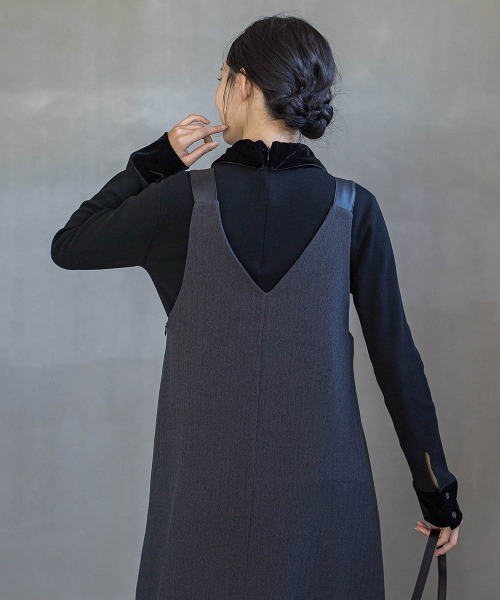 Droite lautreamont(ドロワットロートレアモン)の「ベロア襟付きニット≪手洗い可能≫(ニット/セーター・レディース・ブラック/ブラウン/チャコールグレー・M)」の7枚目の写真