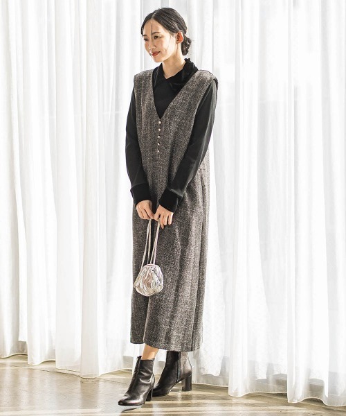 Droite lautreamont(ドロワットロートレアモン)の「ベロア襟付きニット≪手洗い可能≫(ニット/セーター・レディース・ブラック/ブラウン/チャコールグレー・M)」の12枚目の写真