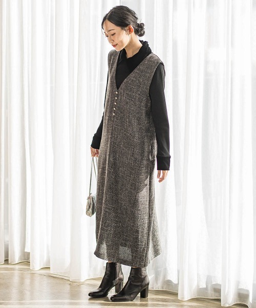 Droite lautreamont(ドロワットロートレアモン)の「ベロア襟付きニット≪手洗い可能≫(ニット/セーター・レディース・ブラック/ブラウン/チャコールグレー・M)」の13枚目の写真