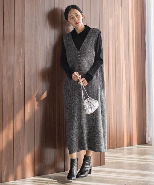 Droite lautreamont(ドロワットロートレアモン)の「ベロア襟付きニット≪手洗い可能≫(ニット/セーター・レディース・ブラック/ブラウン/チャコールグレー・M)」の16枚目の写真