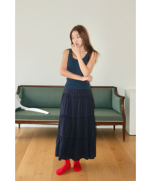 HOMEBODY THINGS(ホームバディ ティングズ)の「Maxi Shirring Flare Skirt (NAVY)(スカート・レディース・その他・FREE)」の1枚目の写真