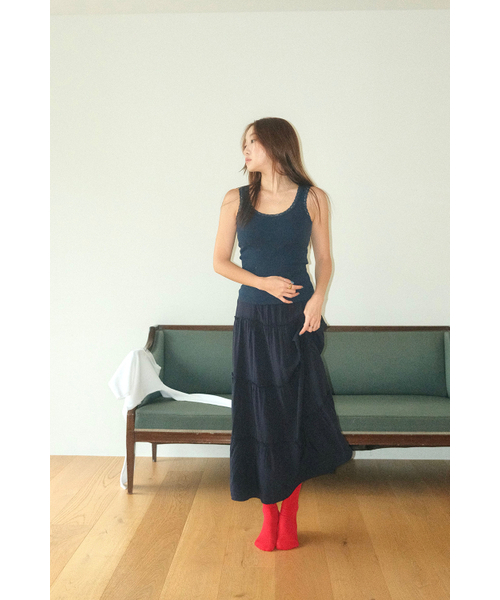 HOMEBODY THINGS(ホームバディ ティングズ)の「Maxi Shirring Flare Skirt (NAVY)(スカート・レディース・その他・FREE)」の2枚目の写真