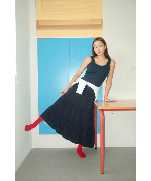 HOMEBODY THINGS(ホームバディ ティングズ)の「Maxi Shirring Flare Skirt (NAVY)(スカート・レディース・その他・FREE)」の3枚目の写真