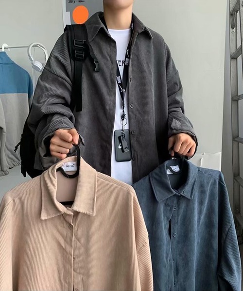 SBG（エスビー）の「SBG コーデュロイオーバーサイズシャツ（シャツ/ブラウス・メンズ・ネイビー/グレー/ライトベージュ・LARGE/MEDIUM）」の4枚目の写真