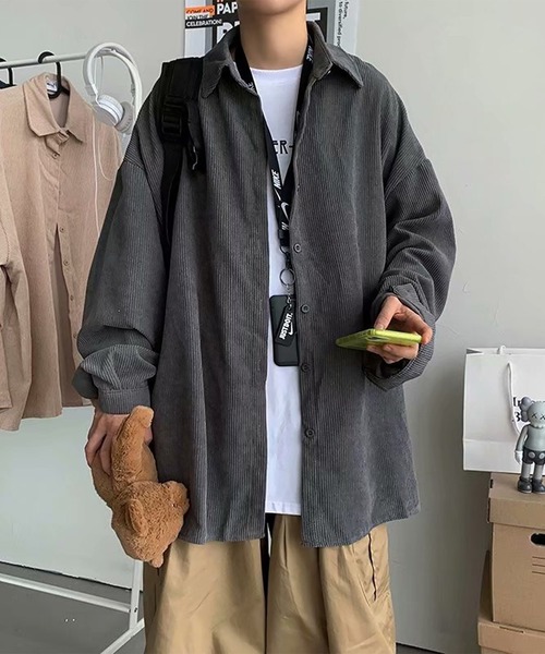 SBG（エスビー）の「SBG コーデュロイオーバーサイズシャツ（シャツ/ブラウス・メンズ・ネイビー/グレー/ライトベージュ・LARGE/MEDIUM）」の5枚目の写真