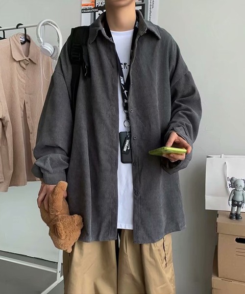 SBG（エスビー）の「SBG コーデュロイオーバーサイズシャツ（シャツ/ブラウス・メンズ・ネイビー/グレー/ライトベージュ・LARGE/MEDIUM）」の9枚目の写真