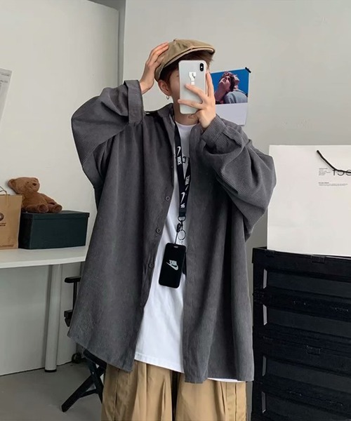 SBG（エスビー）の「SBG コーデュロイオーバーサイズシャツ（シャツ/ブラウス・メンズ・ネイビー/グレー/ライトベージュ・LARGE/MEDIUM）」の12枚目の写真