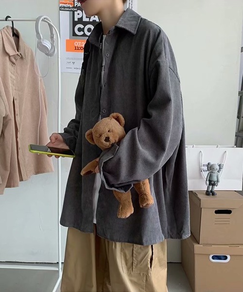 SBG（エスビー）の「SBG コーデュロイオーバーサイズシャツ（シャツ/ブラウス・メンズ・ネイビー/グレー/ライトベージュ・LARGE/MEDIUM）」の8枚目の写真