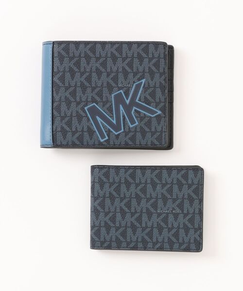 MICHAEL KORS(マイケルコース)の「COOPER ビルフォールド ウォレット ウィズ パスケース - MKシグネチャー(札入れ/マネークリップ・メンズ・ブルー系・FREE)」の1枚目の写真