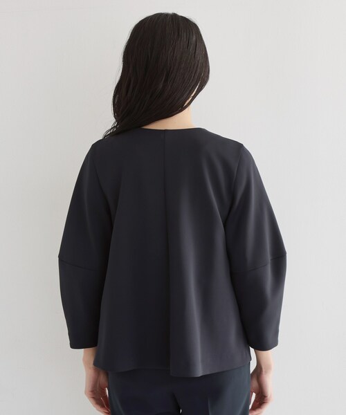 THE SHOP TK (ザ ショップ ティーケー )の「【通勤・セレモニー】ノーカラーダンボールジャケット(ノーカラージャケット・レディース・アイボリー/ネイビー・12/13)」の16枚目の写真