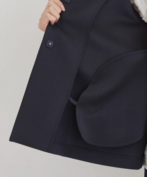 THE SHOP TK (ザ ショップ ティーケー )の「【通勤・セレモニー】ノーカラーダンボールジャケット(ノーカラージャケット・レディース・アイボリー/ネイビー・12/13)」の5枚目の写真