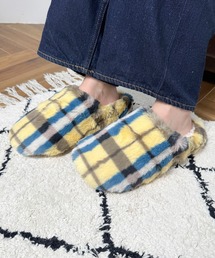 CALIFORNIA OUTFITTERS（カリフォルニア アウトフィッターズ）の「12B10 ふわもこ エコファーチェック柄スリッパ（ルームシューズ/スリッパ）」